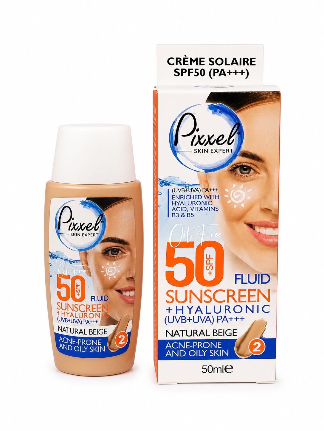 ضد آفتاب بژ طبیعی از برند پیکسل با Spf50 مناسب پوست های چرب و جوش دار شماره دو