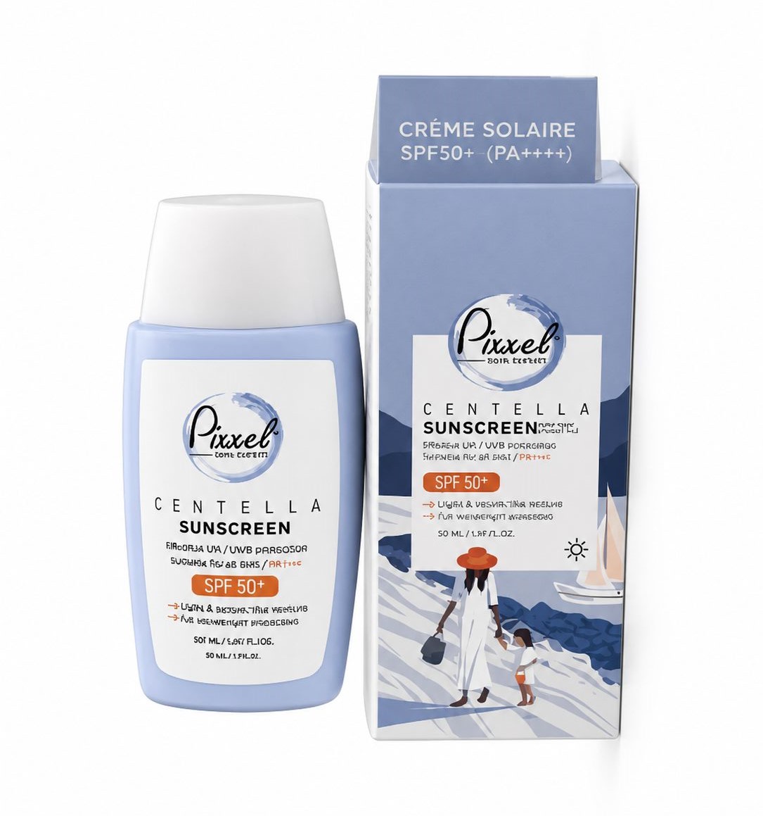 کرم ضد آفتاب بی‌رنگ برند پیکسل SPF 50 مدل Centella ‌