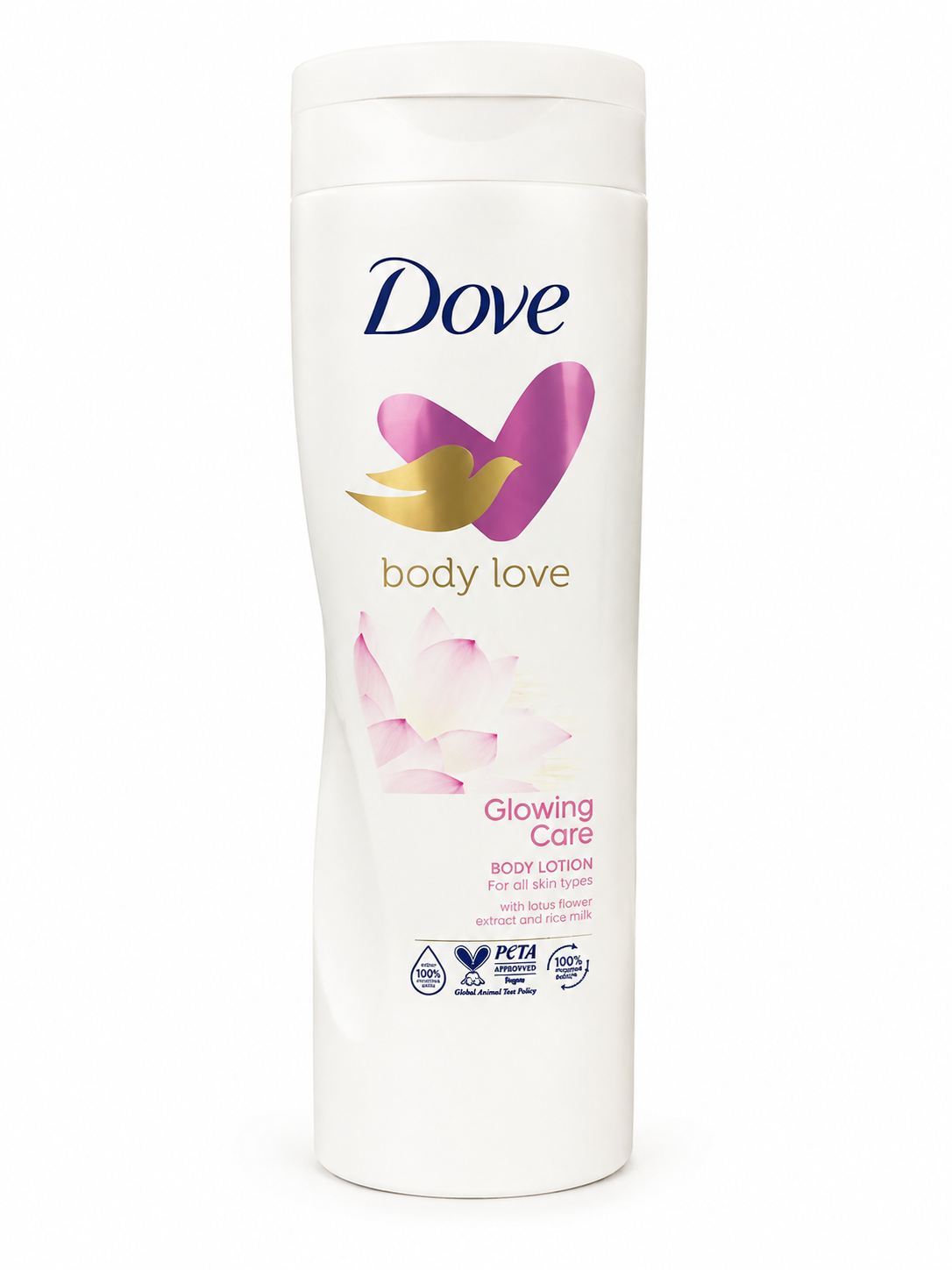 لوسیون آبرسان بدن داو رایحه عصاره گل نیلوفر آبی و شیر برنج  Glowing Care  حجم 400 میل